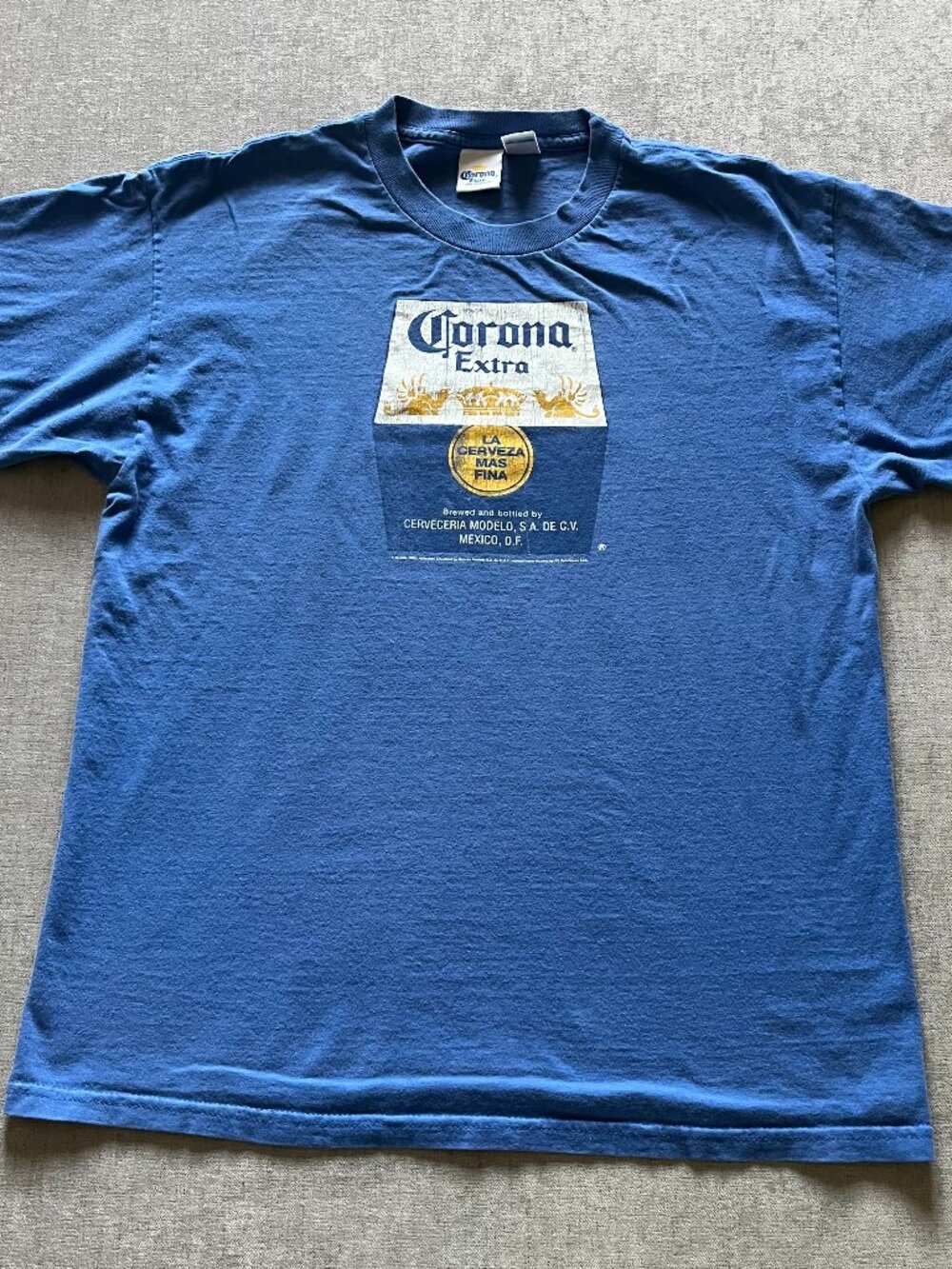 Corona Extra T Shirt Shirt Adult Blue Marcas Modelo Beer Logo Graphic Crew Neck